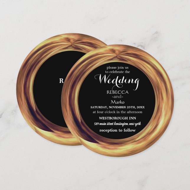 Une élégante invitation à la bague en or (Devant / Derrière)