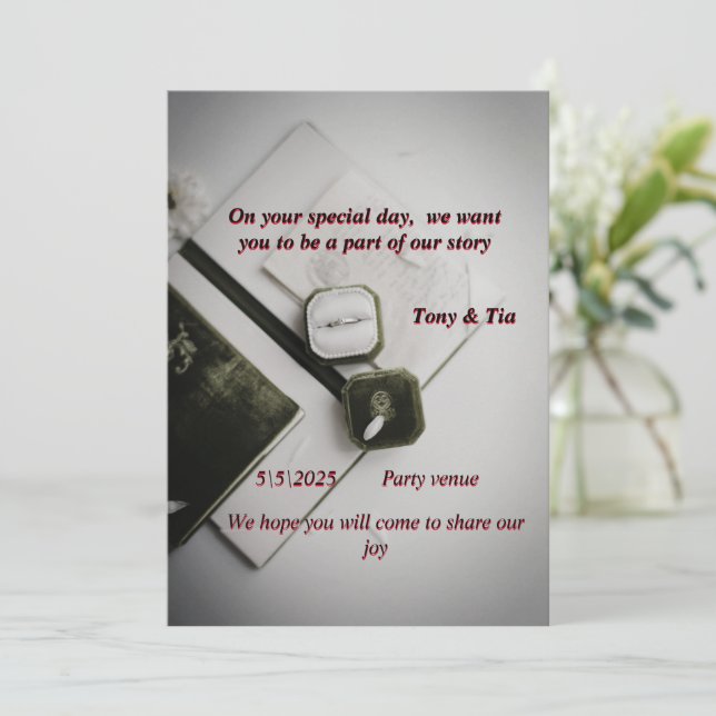 "Une élégante invitation au mariage" (Debout devant)