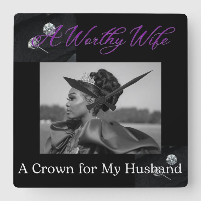 Une Épouse Carré Vraiment Mur Noir Horloge (Recto)