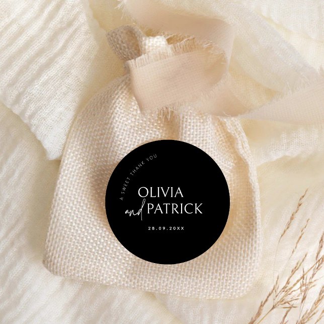Une étiquette autocollante de remerciement sucré p (Sweet thank you wedding favor tag sticker adds a heartfelt touch to your guest gifts.)