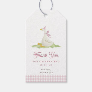 Une étiquette de cadeau Merci One Silly Goose rose