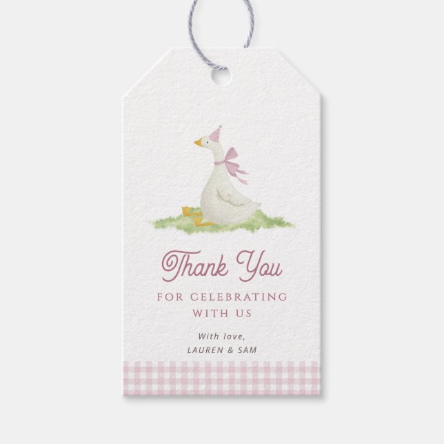 Une étiquette de cadeau Merci One Silly Goose rose (Devant)