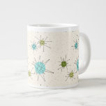 Une étoile atomique conique Jumbo Mug<br><div class="desc">Cette étoile atomique emblématique de Jumbo Mug motif présente des étoiles atomiques emblématiques. C'est vrai ! L'ancienne école, arrière - plan couleur crème avec des taches d'or, est la toile de fond idéale pour les cercles turquoise, apaisants et vert poire kitschy. Les taches de couleur sont sporadiquement placées dans différentes...</div>