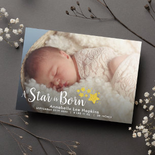 Une étoile est né Faire-part photo de naissance Ca