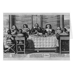 Une famille protestante bénissant le repas
