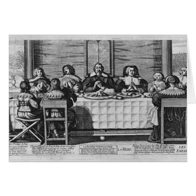 Une famille protestante bénissant le repas (Devant horizontal)