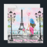 Une Femme À Paris Tour Eiffel Bonne Carte Annivers<br><div class="desc">Cartes d'Anniversaire Joyeuses avec Jolie Femme et Balloon de Coeur Rose - I Love Paris - Tour Eiffel Dessin romantique - Personnalisable - ou Choisir / Ajouter Votre Texte / Police / Couleur Unique - Faites votre cadeau spécial - Redimensionnez et déplacez ou ajoutez des éléments - Image / texte...</div>