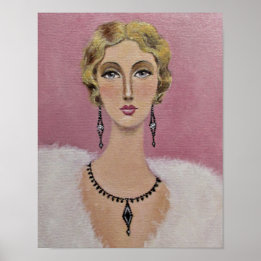 Une femme vintage aux yeux gris / Poster