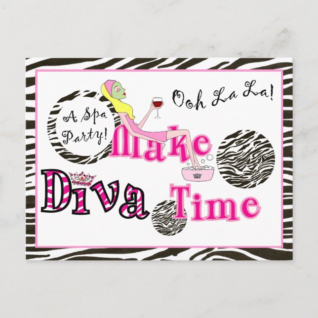 "Une fête Spa DIVA !" Invitations de cartes postal (Devant)