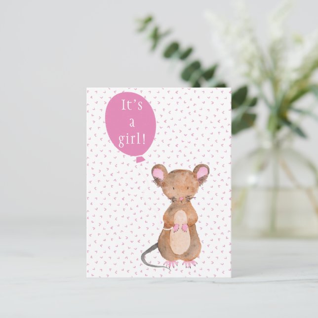 Une fille. | Carte postale Cute Woodland Mouse (Debout devant)