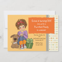 Une fille d'anniversaire avec son chien Invitation
