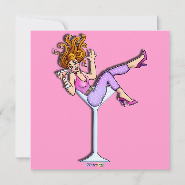 UNE FILLE DANS UNE INVITATION DE FÊTE MARTINI EN V (Devant)