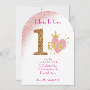 UNE FILLE D'UN AN ENFANT ANNIVERSAIRE INVITATION