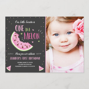 Une fille rose Melon Invitation pour le premier an