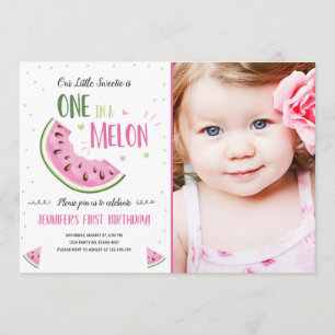 Une fille rose Melon Invitation pour le premier an