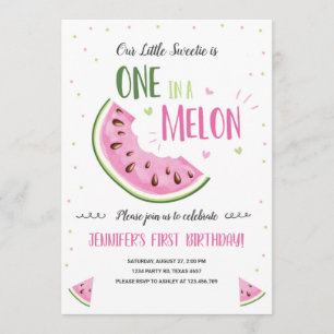 Une fille rose Melon Invitation pour le premier an