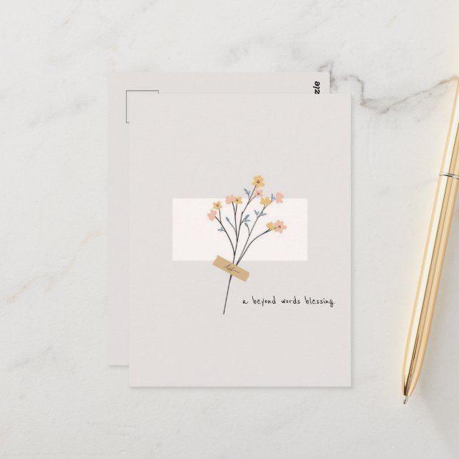 Une fleur de bénédiction au-delà des mots carte po (Devant/Arrière en situation)