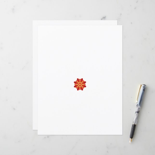 une fleur rouge et jaune avec des points noirs (Devant/Arrière en situation)