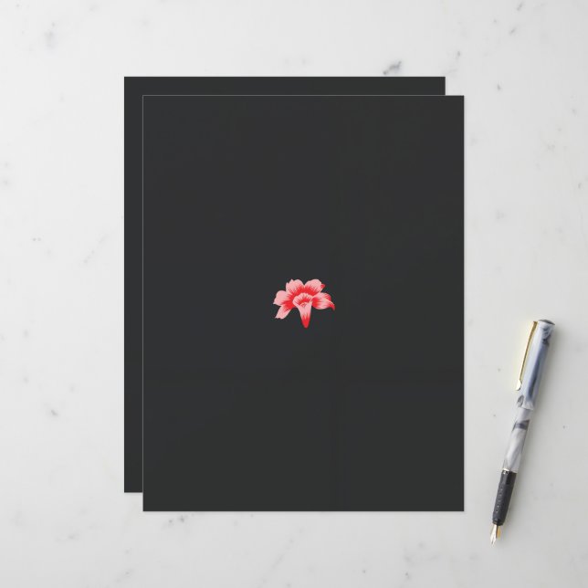 une fleur rouge sur un arrière - plan noir (Devant/Arrière en situation)