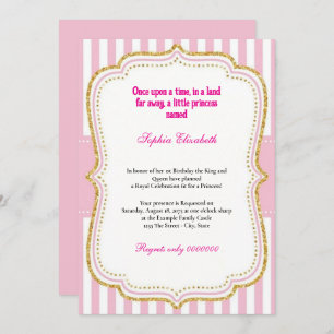 Une fois Princesse 1er anniversaire Invitation