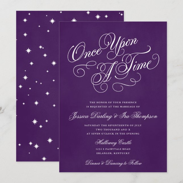 Une Fois Un Mariage Invitations Royal Purple (Devant / Derrière)