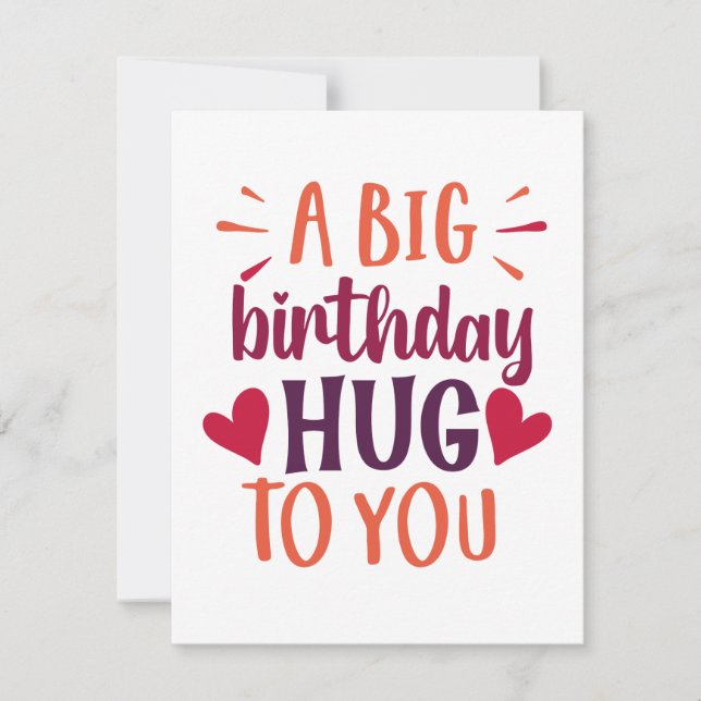 Une grande carte cadeau d'anniversaire Hug Birthda (Devant)