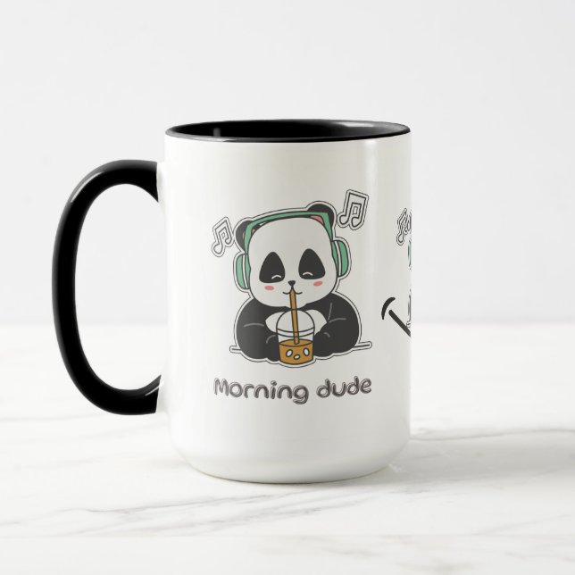 Une grande Mug blanche et noire avec panda mignonn (Gauche)