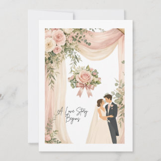 Une histoire d'amour commence Carte de mariage élé