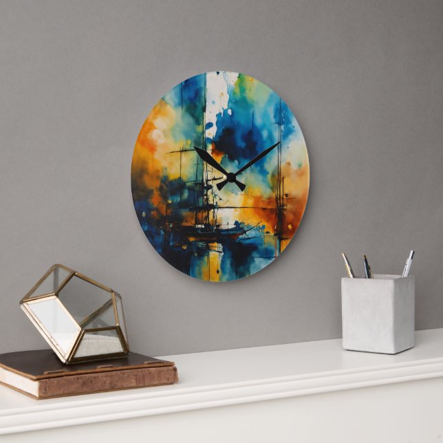 une horloge murale de peinture abstraite (Bureau)