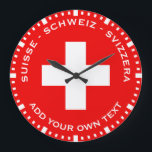 Une horloge très suisse<br><div class="desc">Striking red and white Switzerland clock with Swiss flag at the center.</div>