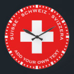 Une horloge très suisse<br><div class="desc">Striking red and white Switzerland clock with Swiss flag at the center.</div>
