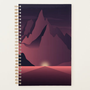 Une illustration de coucher de soleil en montagne