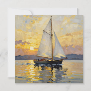 Une illustration d'un voilier au coucher du soleil