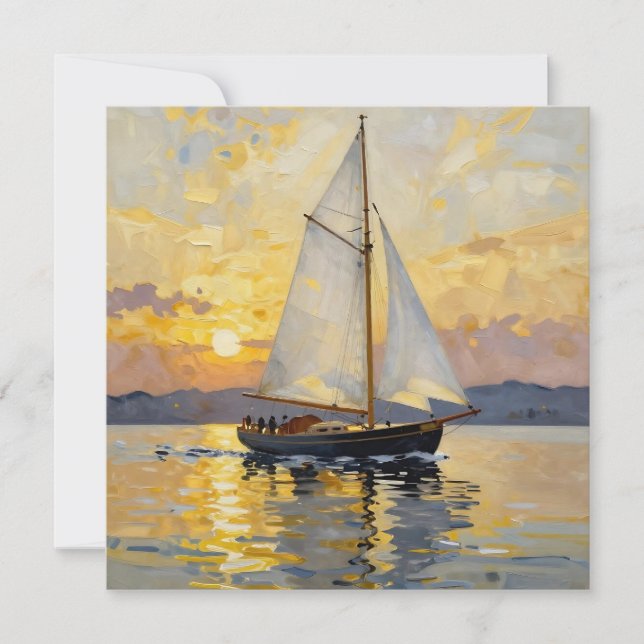 Une illustration d'un voilier au coucher du soleil (Devant)