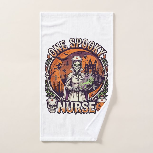 Une infirmière effrayante Halloween squelette poti (Serviette à main)