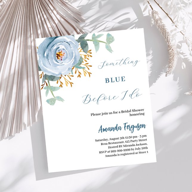 Une invitation à la douche nuptiale à fleurs bleue (Créateur téléchargé)