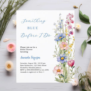 Une invitation à la douche nuptiale à fleurs bleue