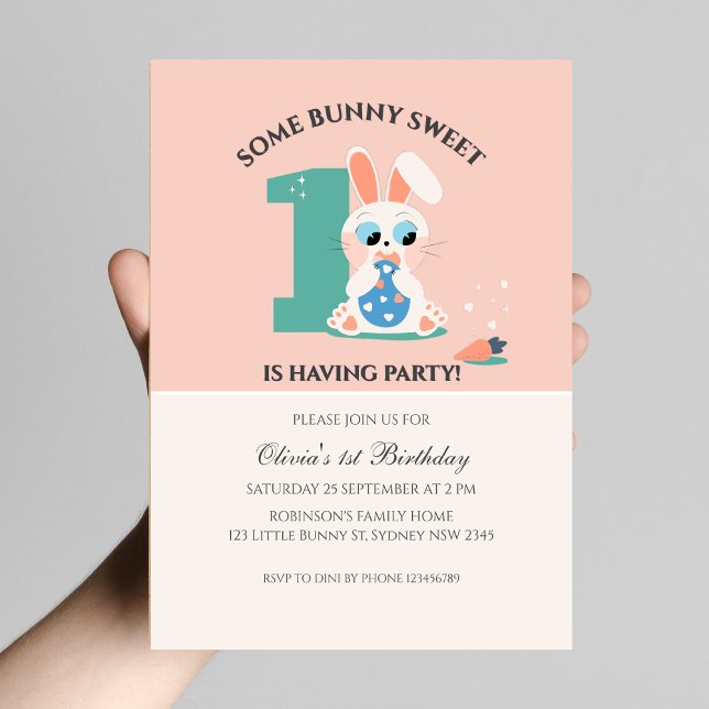 Une invitation à l'anniversaire de lapin doux lapi (Créateur téléchargé)