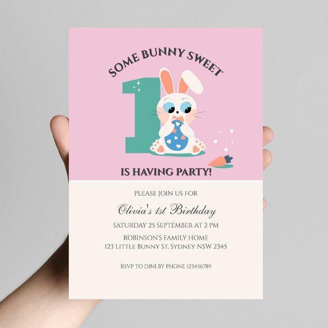 Une invitation à l'anniversaire de lapin doux lapi (Créateur téléchargé)