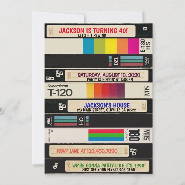 Une invitation à l'anniversaire des années 90 (Devant)