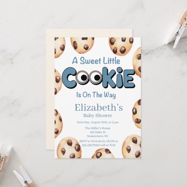 Une invitation à une baby shower pour un petit gar (Devant/Arrière en situation)