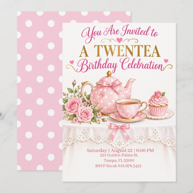 Une invitation à une fête d'anniversaire Twentea ( (Devant / Derrière)
