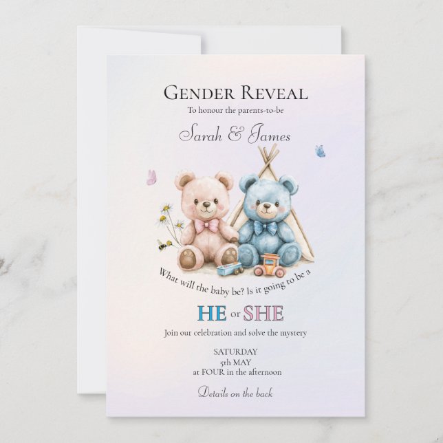 Une invitation à une fête de révélation de genre m (Devant)