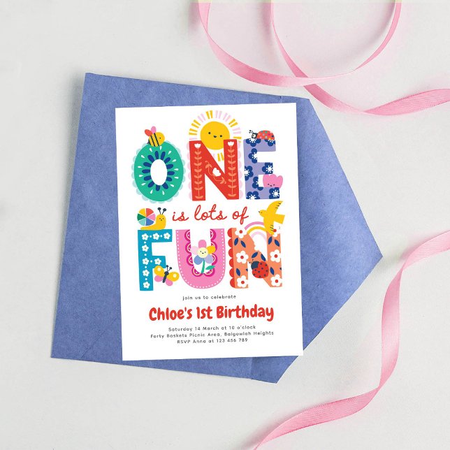 Une invitation amusante, premier anniversaire de f (Créateur téléchargé)