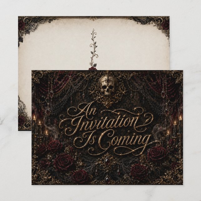 Une invitation arrive Carte gothique de bal d'Hall (Devant / Derrière)