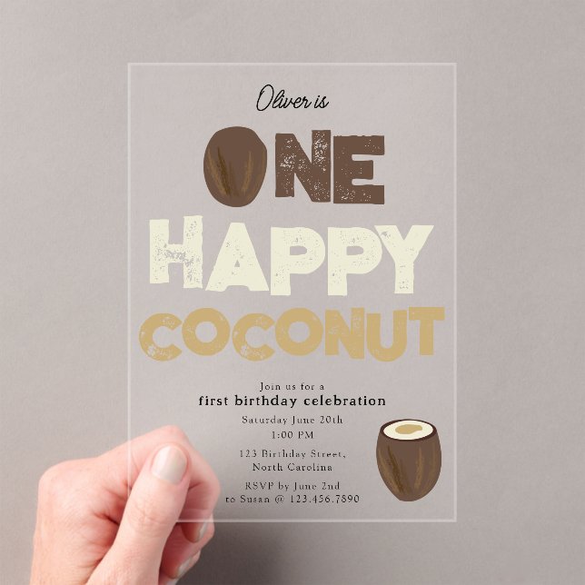 Une invitation Coconut Happy pour 1er anniversaire (In situ (ordinateur de poche))