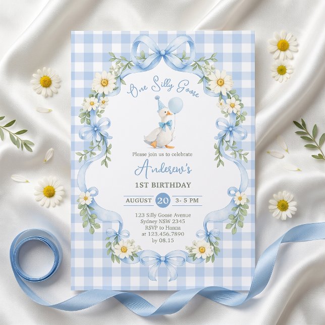 Une invitation d'anniversaire à l'arc bleu d'une o (Créateur téléchargé)
