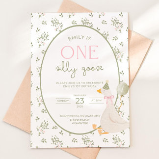 Une invitation d'anniversaire de l'oie idiote flor
