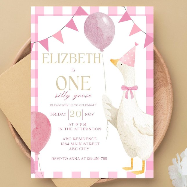 Une Invitation d'anniversaire One Silly Goose à ca (Créateur téléchargé)