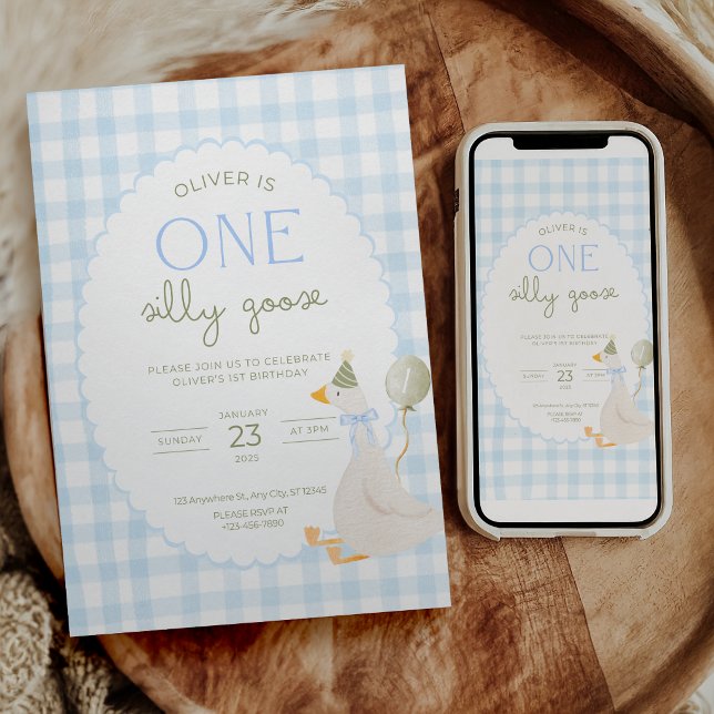 Une Invitation d'anniversaire One Silly Goose à ca (Créateur téléchargé)